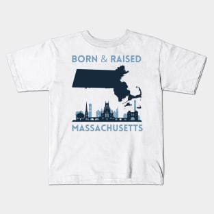 Born and raised Massachusetts Id rather be in Boston MA skyline state trip Kids T-Shirt